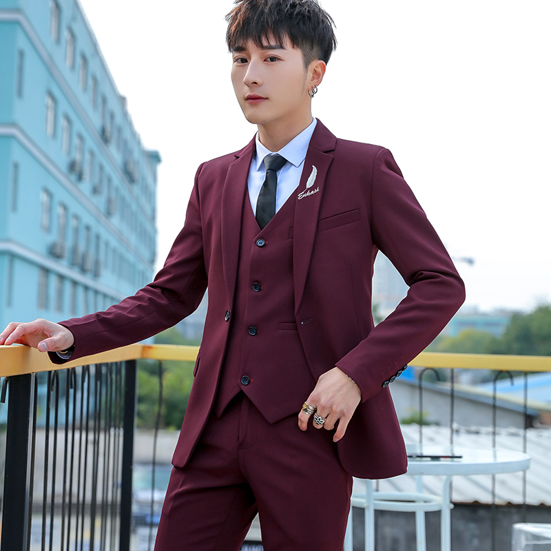 Slim Fit Tee Piece Suit Set fo - مراجعة Korean Men Formal Wear وسعره
