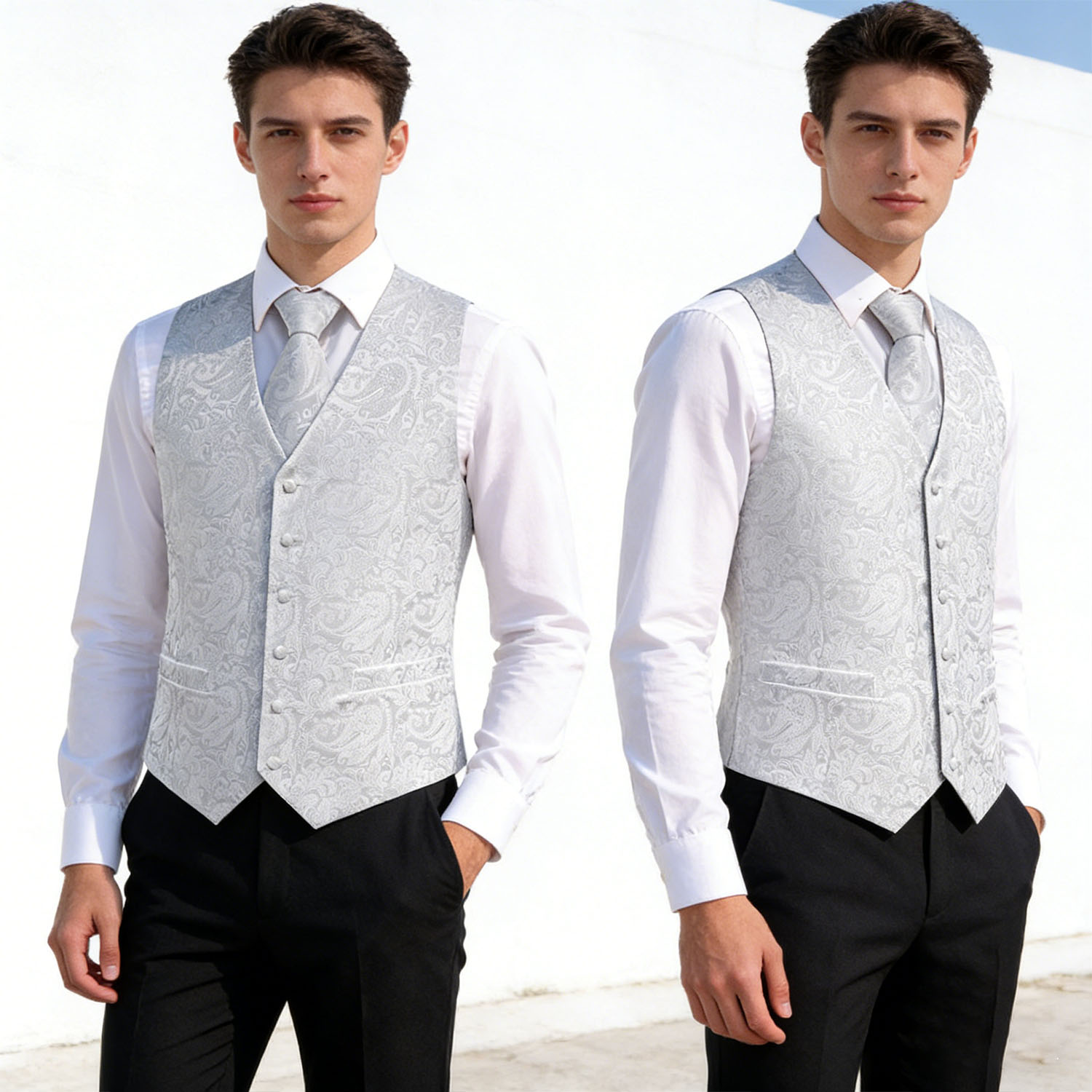 Men's Floral Vest & Tie Hanky  - مراجعة Formal Vest Waistcoat وسعره