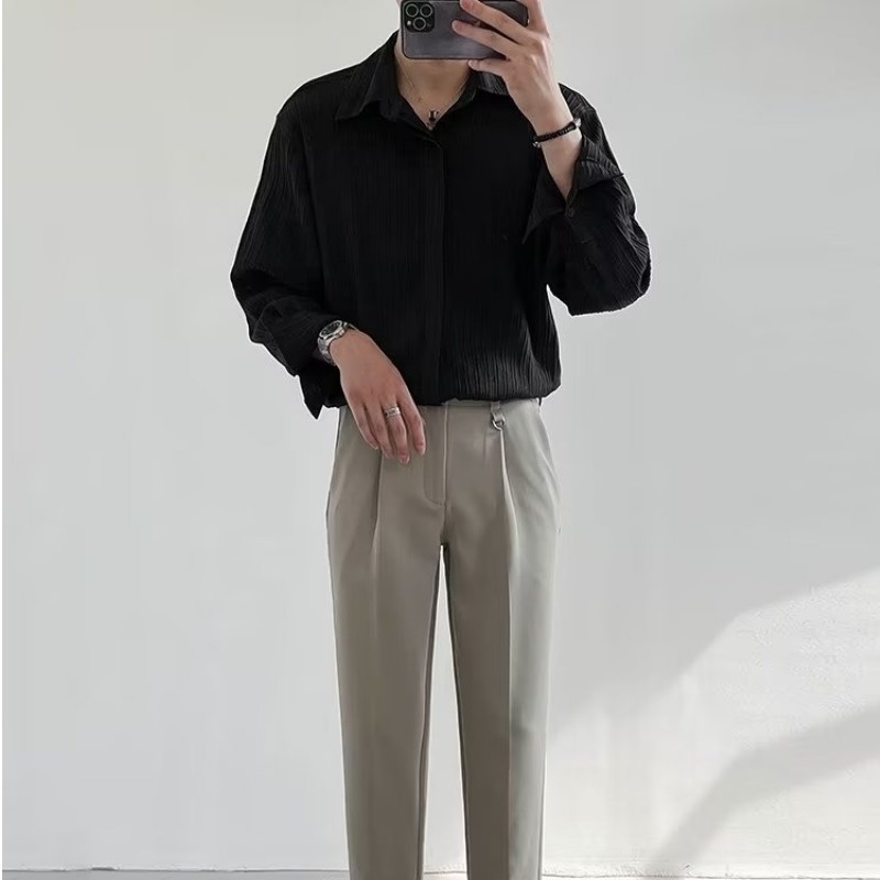 Black Apricot White Long-sleev - مراجعة Korean Men Formal Wear وسعره